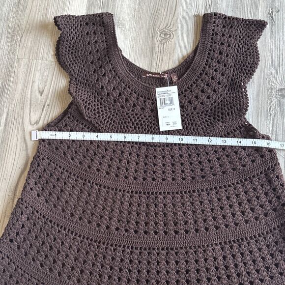 NWT Bloomingdale’s 525 America Crochet Sweater Brown Size Medium - Picture 7 of 10